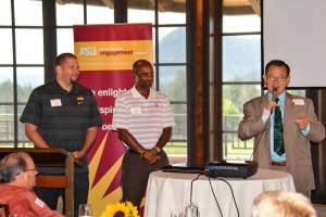 Mayor Evans Addresses the Guests Along with Ray Anderson, ASU Athletic Director and Jean Boyd, ASU Associate Ahtletic Director