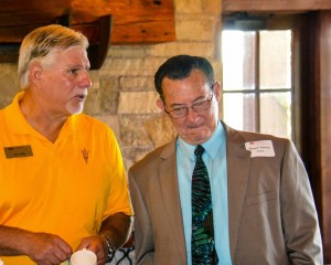 Mayor Kenny Evans Chats with a Member of ASU Athletics 